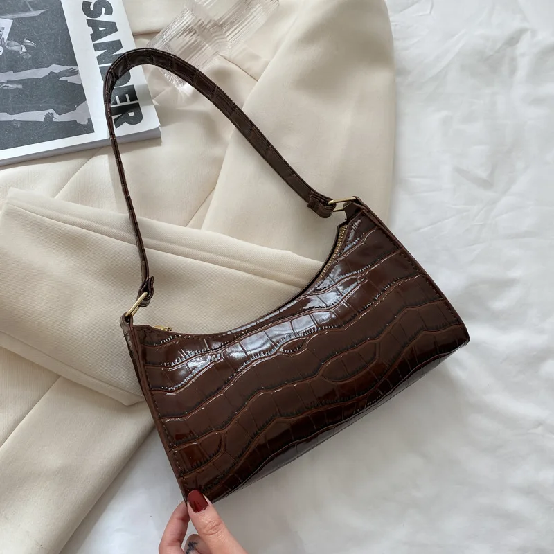 Crocodile Pattern PU Leather Handbag Female Shoulder Bag Fashion Ladies Armpit Bag Retro Casual Women Tote Small Clutch Dropship 