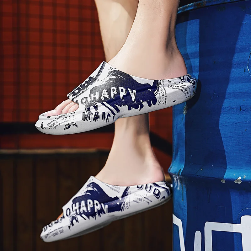 Tofflor för kvinnor och män Halkfria tofflor för inomhus utomhus Mjukt skum skjutreglage med tjock sula_voghion.com