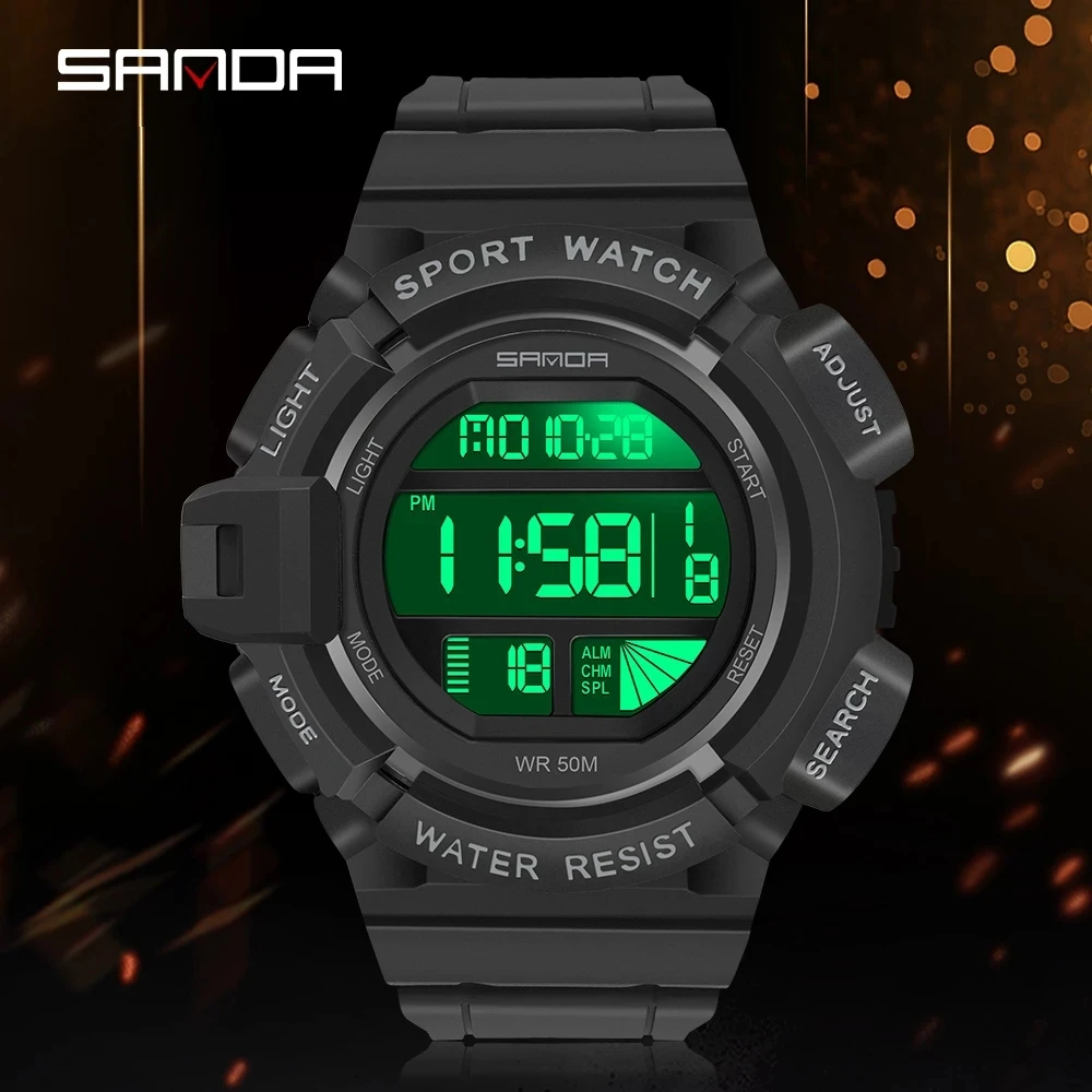 2023 SANDA Fashion Simple Sport Watches Men Military Digital Watch Alarm Clock Shock Resistant Waterproof Relogio Masculino 2106
