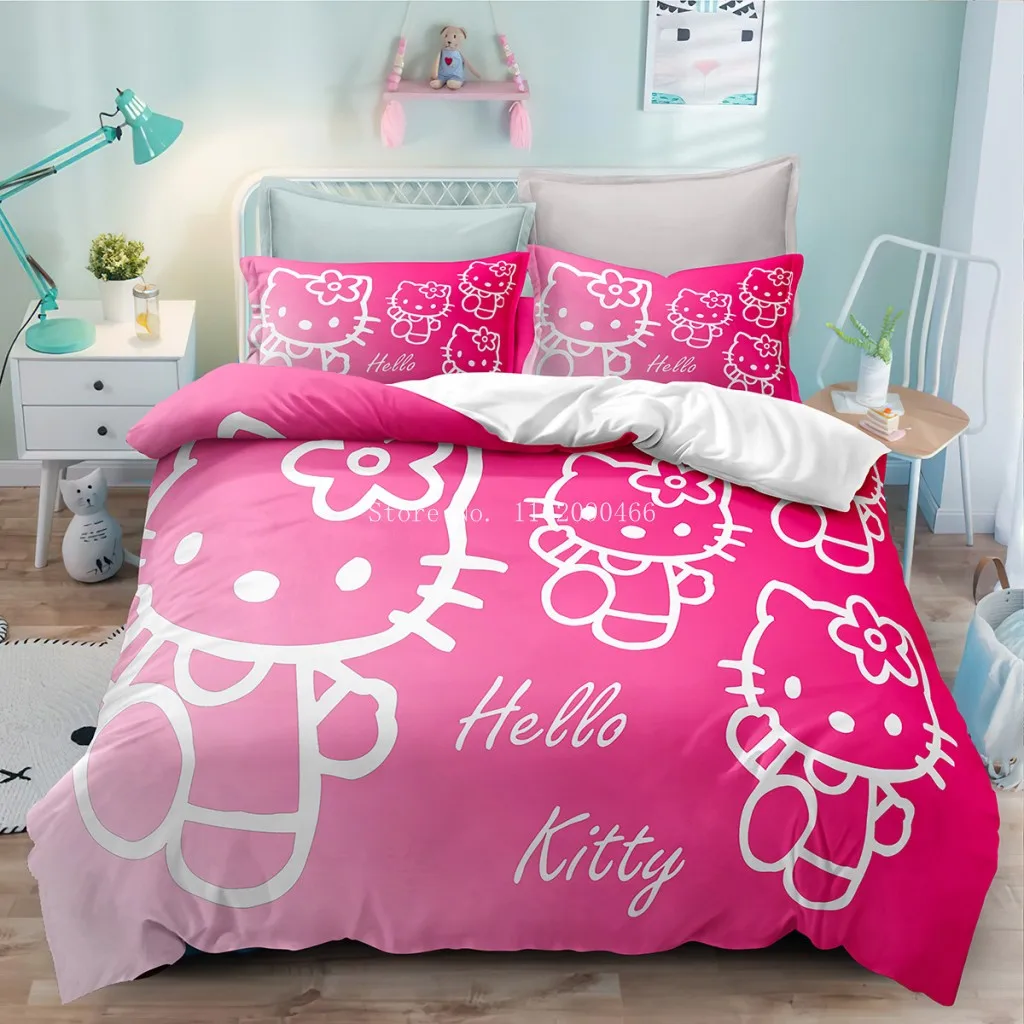 子供のためのハローキティ寝具セット,掛け布団カバー,ダブル,ツイン