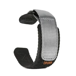 Premium Nylon Outdoor Sport Watch Strap - Hook & Loop Quick Release Band - 22mm (Grey)