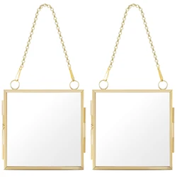 Mini Metal and Glass Double - Sided Floating Photo Frames (Style A - 2pcs 3x3inch)