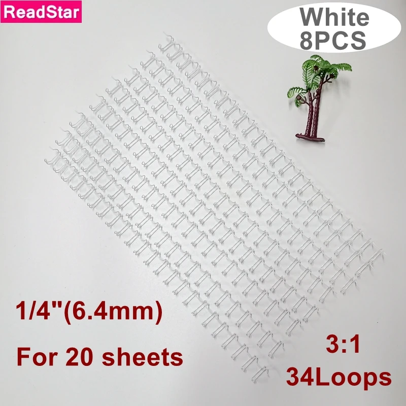 8 יח'\חבילה readstar לבן a4 3:1/2:1 המגרש 1/4 "-1-3/4"(6.4-44.4 מ "מ) סליל ברזל סליל כפול לולאה לוח שנה מחייב מסרק חוט מסרק טבעות חוט מסרק