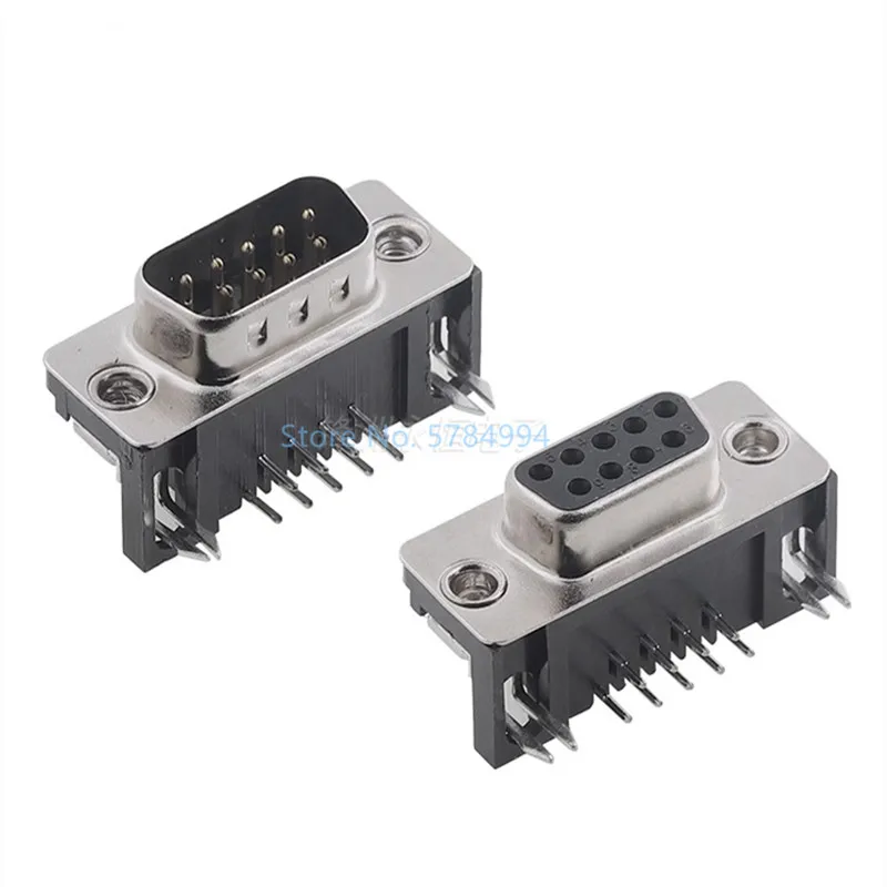 

100PCS DR9 serial port VGA socket DB male/female welding board plug-in board 90 degree riveted without screw opposite plug