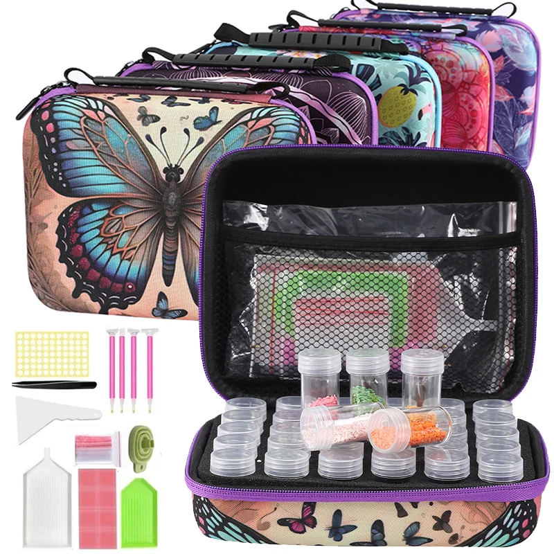 

30 Bottles Diamond Painting Accessories Tools Storage Containers Bag 5D Diamond Painting Tool Pen Carry Case Mosaic Storage Box