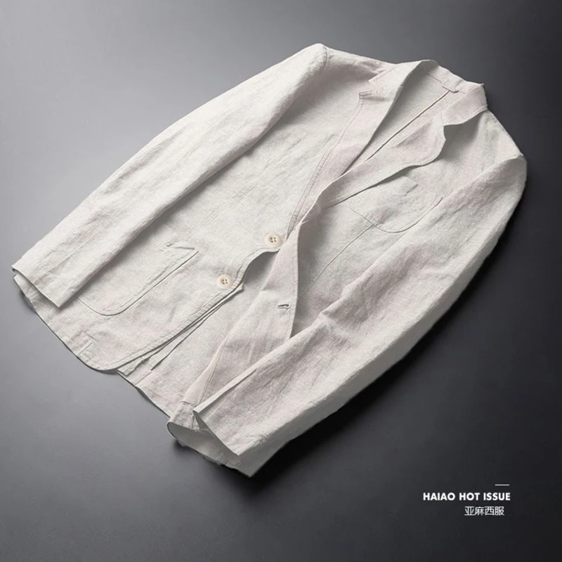 Man Blazer Thin Linen Blazer Mens Summer White Single Suit For Men Cotton Sunscreen Jacket Men Slim Fit Casual New