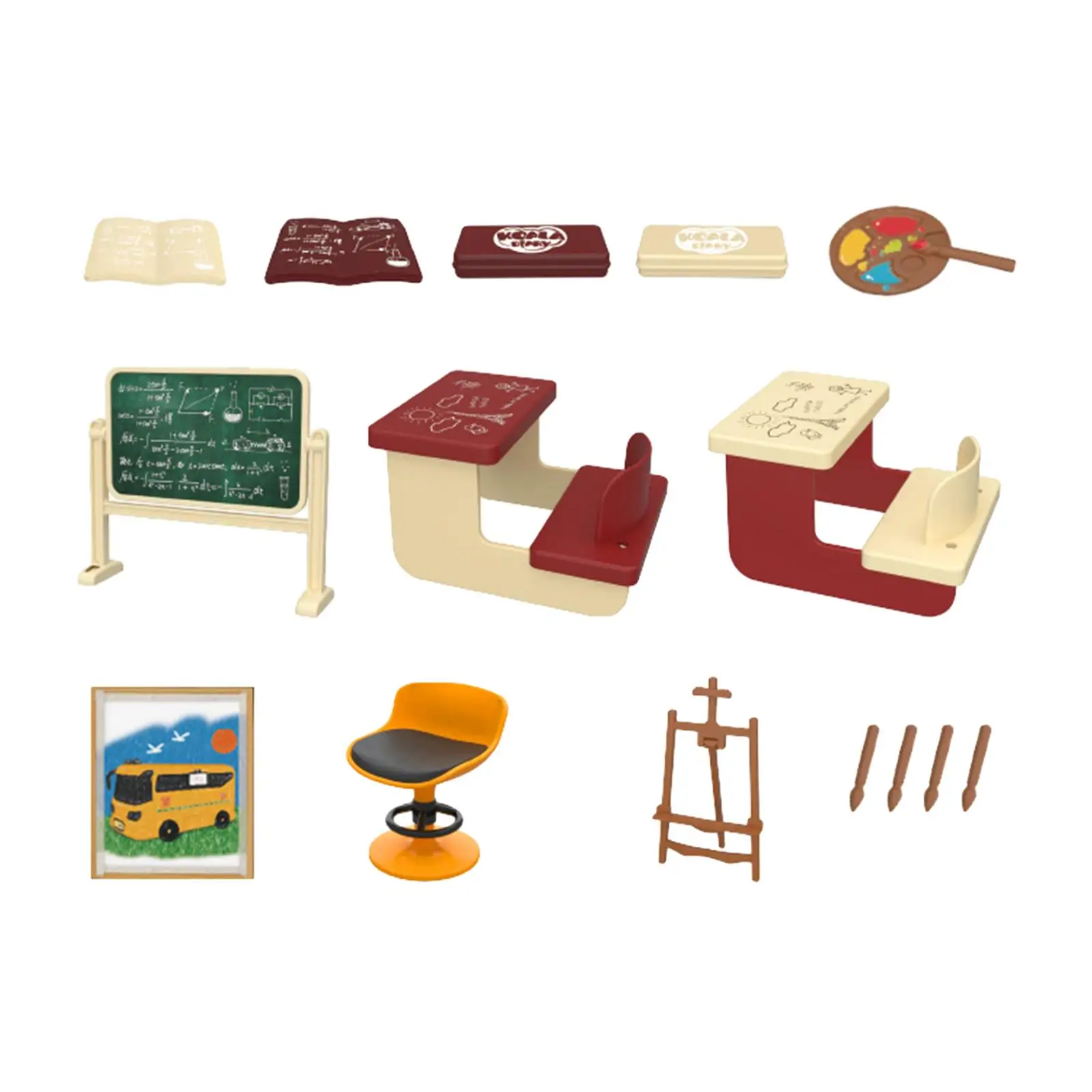 

Dollhouse Classroom Set Dollhouse Blackboard Dollhouse Decor Ornament Birthday Gifts Miniature Books Mini School Accessories