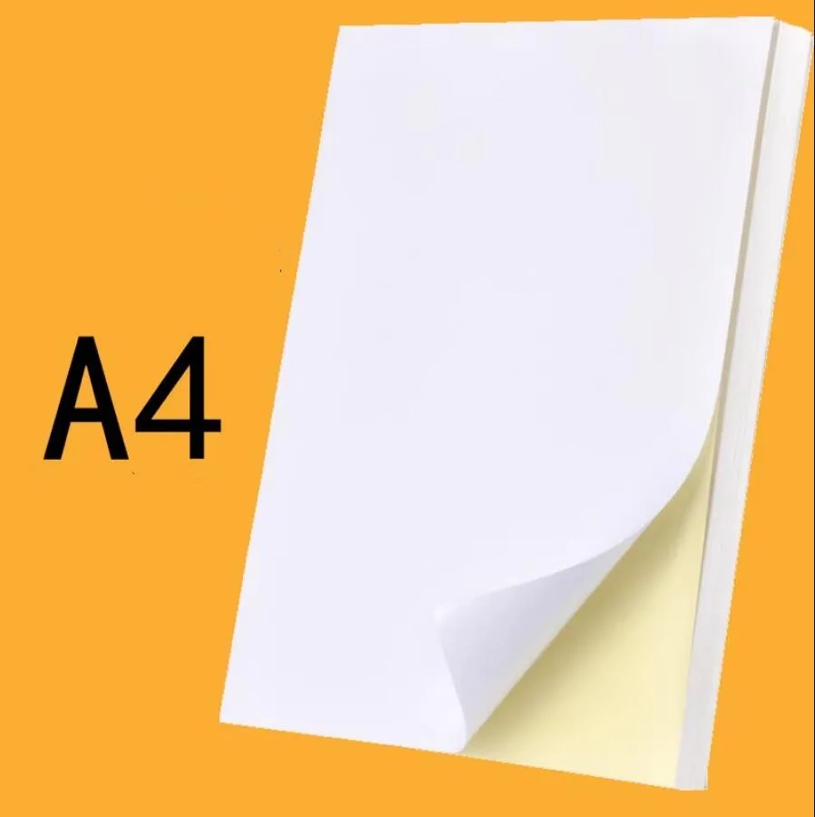 100Sheets A4 Laser Inkjet Printer Copier Craft Paper White/Kraft Self Adhesive Sticker Label Glossy/Matte Surface Paper Sheet