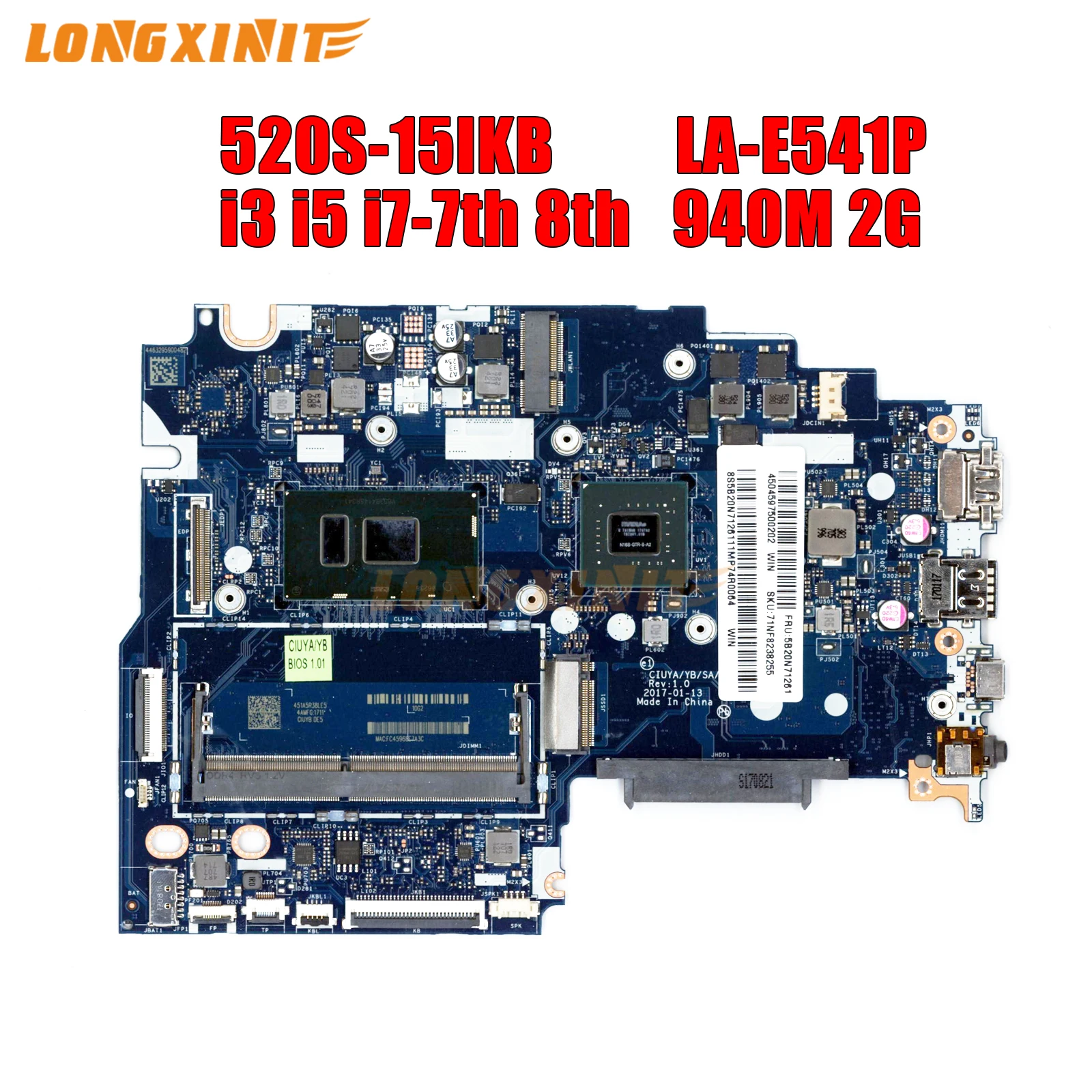 

LA-E541P.For Lenovo Yoga 520-14IKB Flex 5-1470 Laptop Motherboard With i3 i5 i7 CPU V2G DDR4 100% test work
