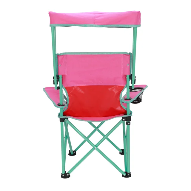 Kids Canopy Camp Chair Safety Lock Portable Outdoor Chair with Canopy Adjustable Sunshade Cup Holder Kids 125lb Capacity 5