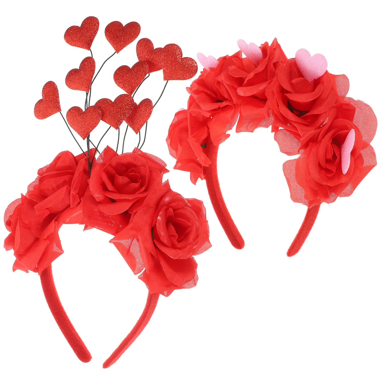 

2 Pcs Valentine's Day Headband Headpiece The Flowers Headbands Fabric Adults Valentines Accessories Miss Girl Outfits