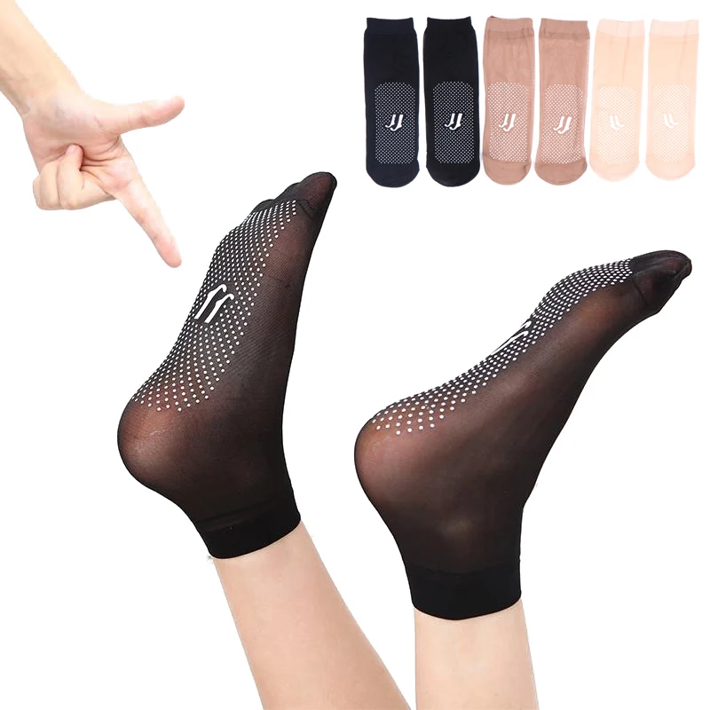 

5pair Nylons Slip-Resistant Massage Bottom Non-Marking Invisible Crystal Silk Socks Short Stockings Silk Sheer Ankle Socks