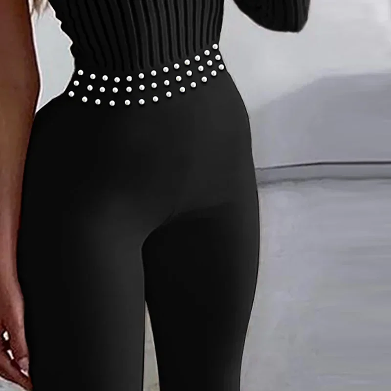  New Spring and Autumn Fashion Women's Bubble Beads One-shoulder Jumpsuit Long Sleeve Solid Color Jumpsuit Women Fashion