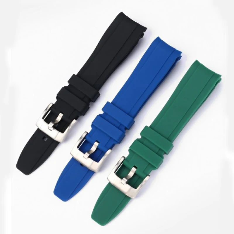 Premium Curved End Waterproof Silicone Sport Watch Band - 20mm/22mm