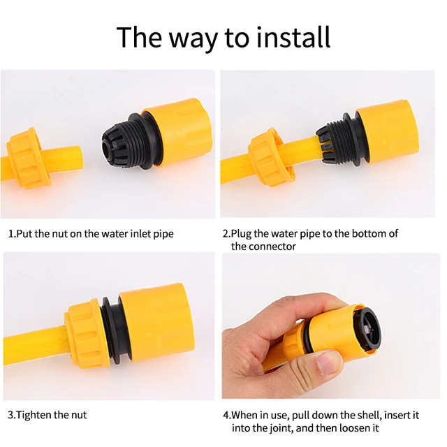 Kerti Öntözés Tömlő Gyors Csatlakozó 1/2 ”Vége Kettős Hím Tömlőcsatlakozó Ízületi Adapter Hosszabbító Készlet A Tömlőcső Vízpisztolyhoz - Image 5