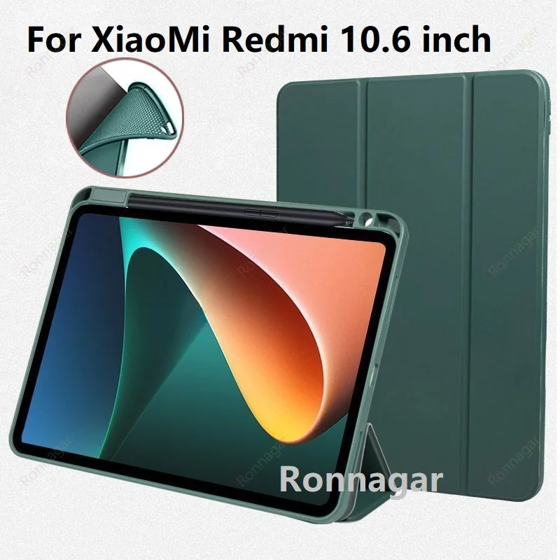 

With Pencil Slot Case for Xiaomi Redmi Pad 10.61" 2022 Flip Stand Cover For Redmi Pad 10.61 inch Tablet Protective Funda Case