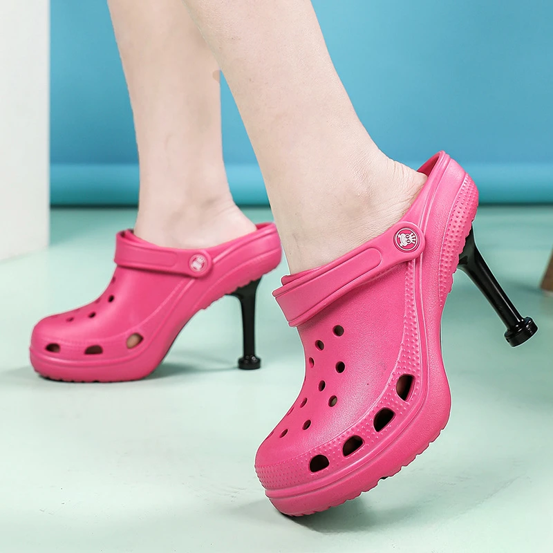 

2024 New Women Sandals Hole Clogs Slippers Sexy Heels Slippers Summer Fashion Women's Flip Flop Woman Pump High Heel Sandal