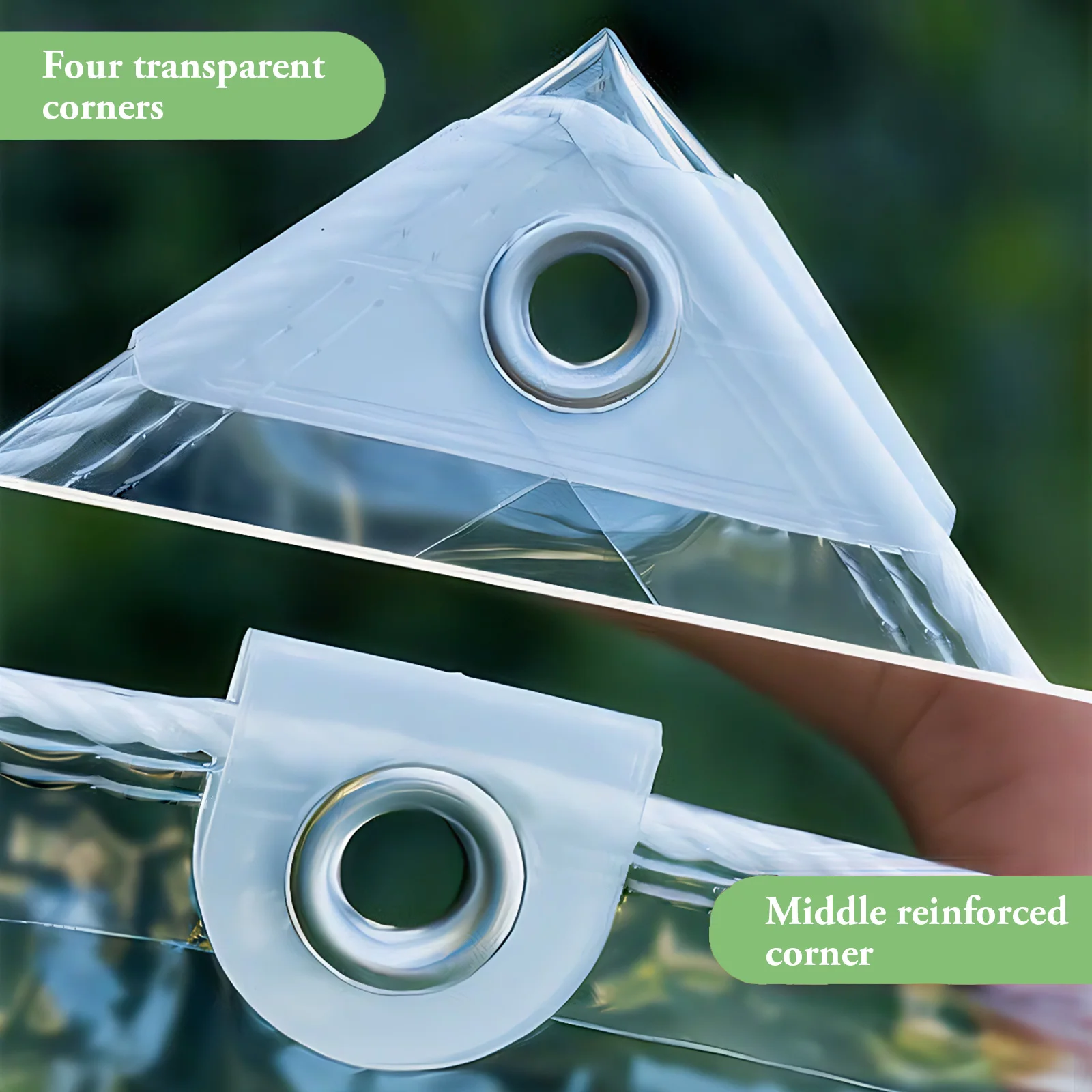 Hochwertige wasserdichte PVC-Plane mit verbesserten Ösenverstärkungen, 420 g/m², transparente Plane, wetterfeste Regenabdeckung für den Außenbereich – Detail 9