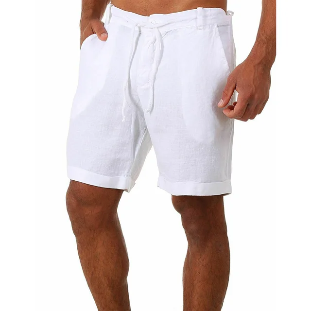 KB 2022 New Men's Cotton Linen shorts Pants Male Summer Breathable Solid Color Linen Trousers Fitness Streetwear S-4XL 4