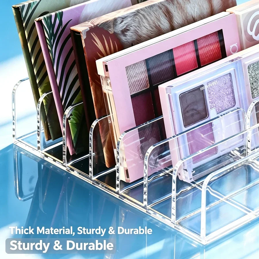 Acrylic Makeup Palette Organizer with 7-Grid Storage Compartments