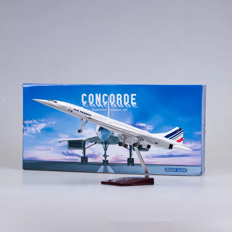 

1:125 Scale Diecast Model Air France Concorde Airlines Resin Airplane Airbus With Light And Wheels Toy Collection Display Gifts