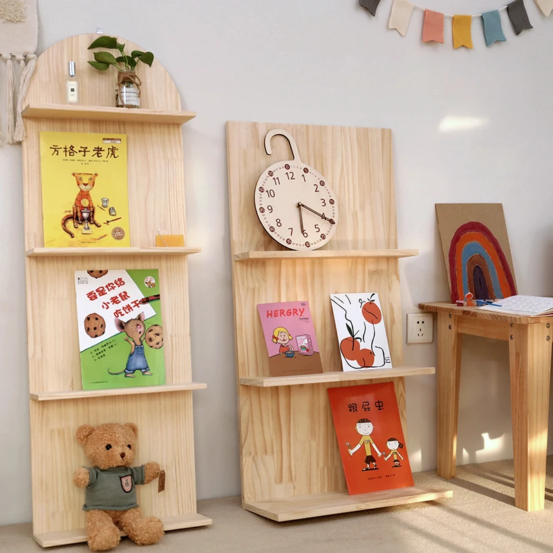 Children's Book Toy Storage Shelf Living Room Bedroom Wooden Furniture Against The Wall Floor Storage Shelf