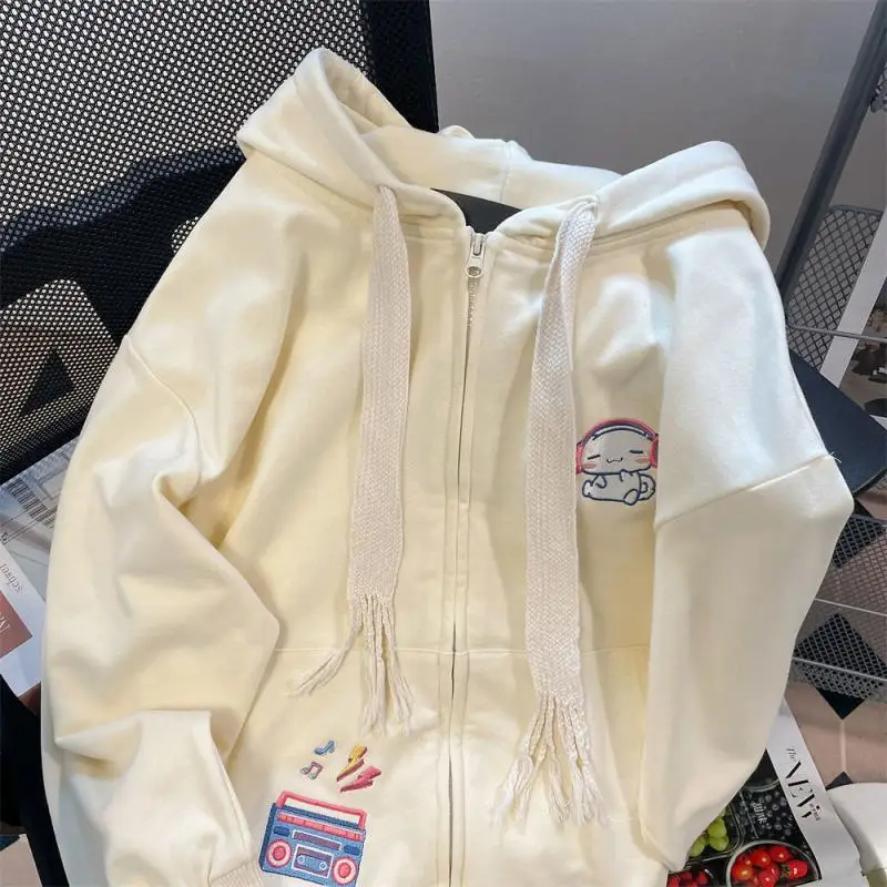 

Kawaii Sanriod Anime Hobby Cinnamoroll Hooded Jacket Women's Long-Sleeved Sweater Autumn Loose All-Match Cardigan Jacket