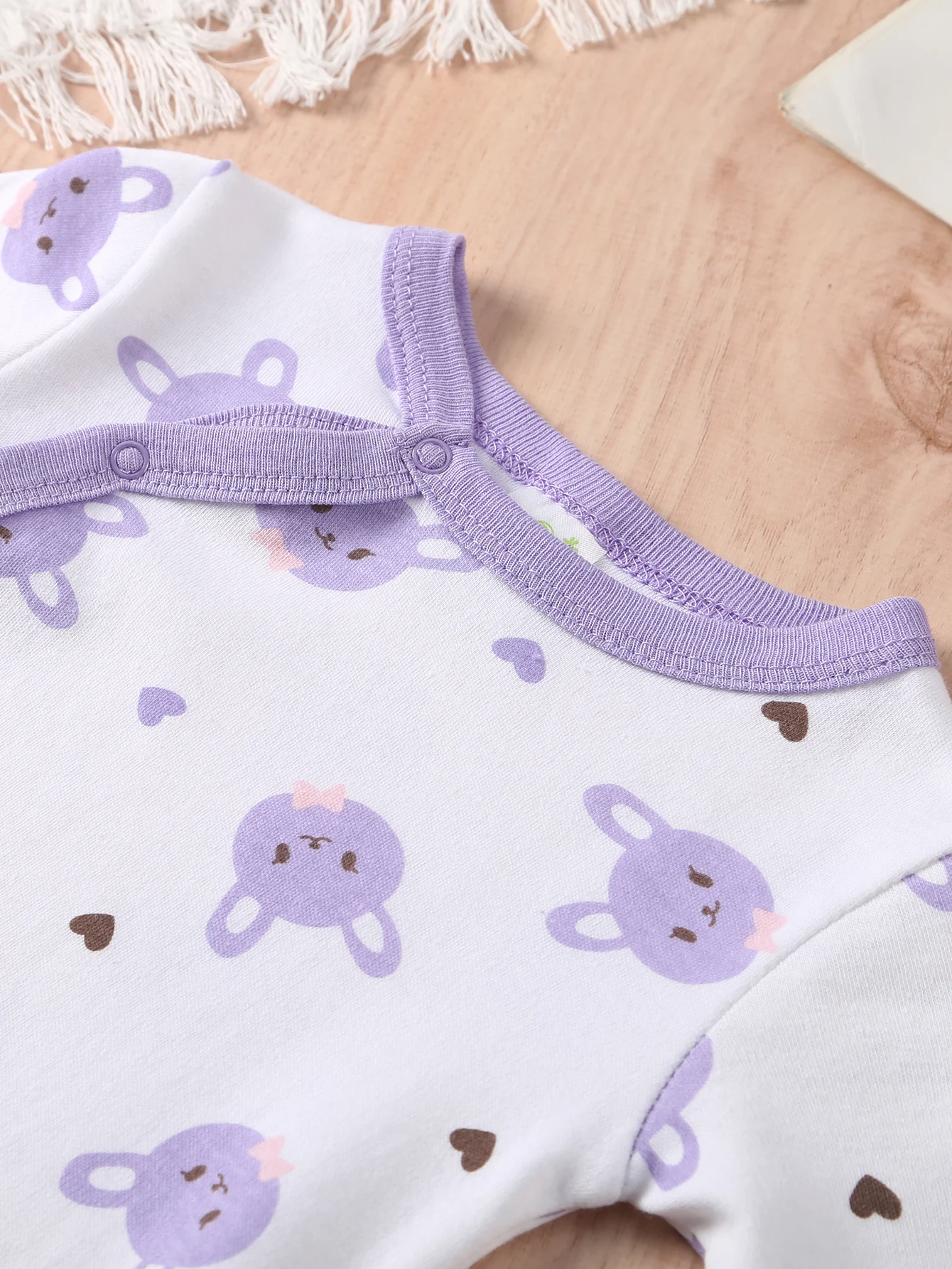 [2-piece set] Fall and winter baby girls foot onesie cartoon rabbit long-sleeved clothing crawl suit
