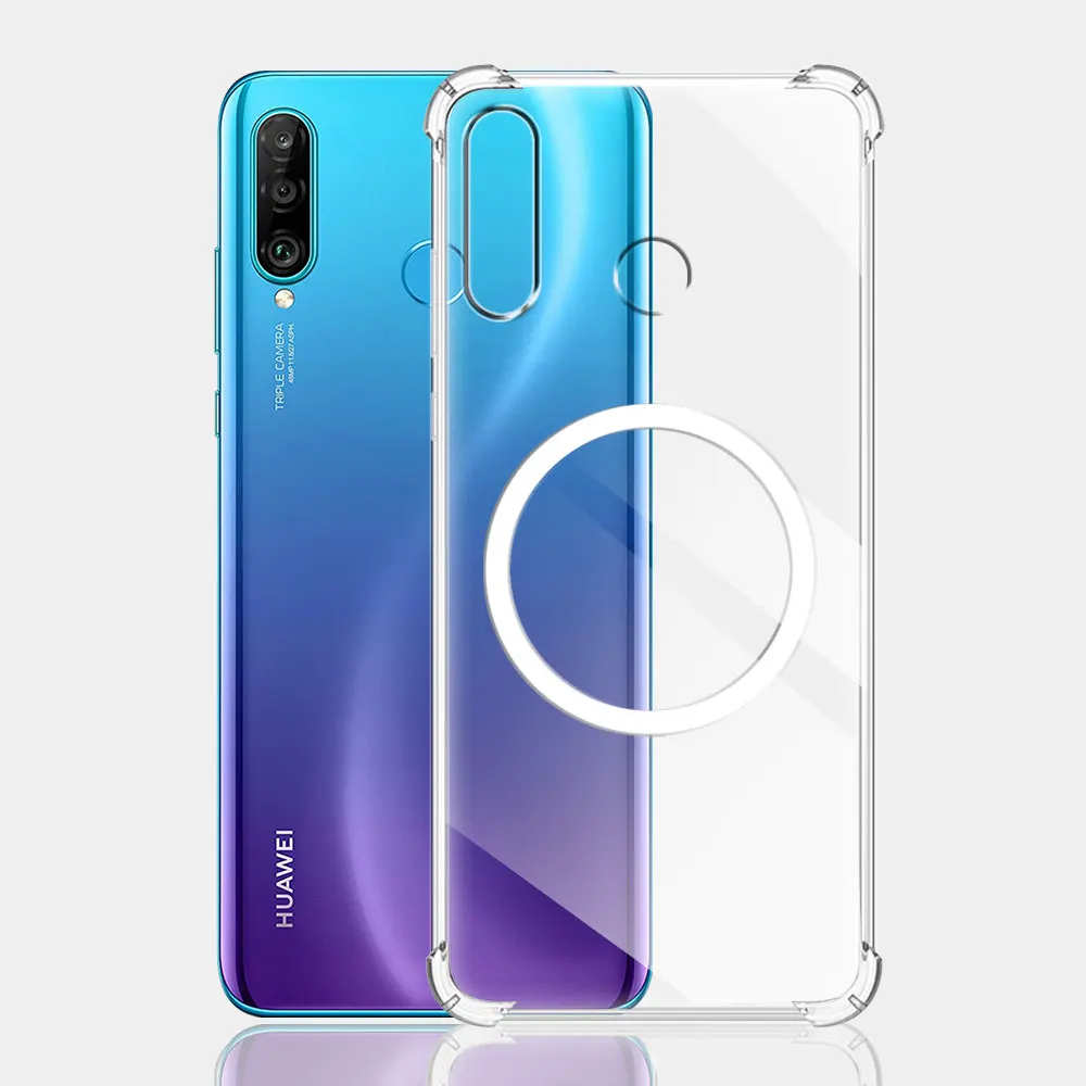 For Huawei P30 Lite P30 Pro Case With Wireless Magnetic Sticker Shockproof Clear Soft Silicone Phone Case Huawei P40 Lite Cover