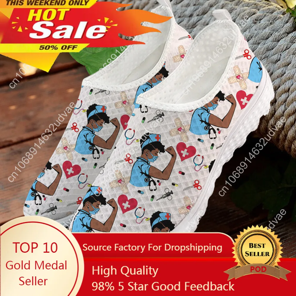 2021 Brand Designer Sneakers Women Shoes Flats Nurse Shoes Woman Surgical Nursing Medical Pattern Air Mesh Loafers