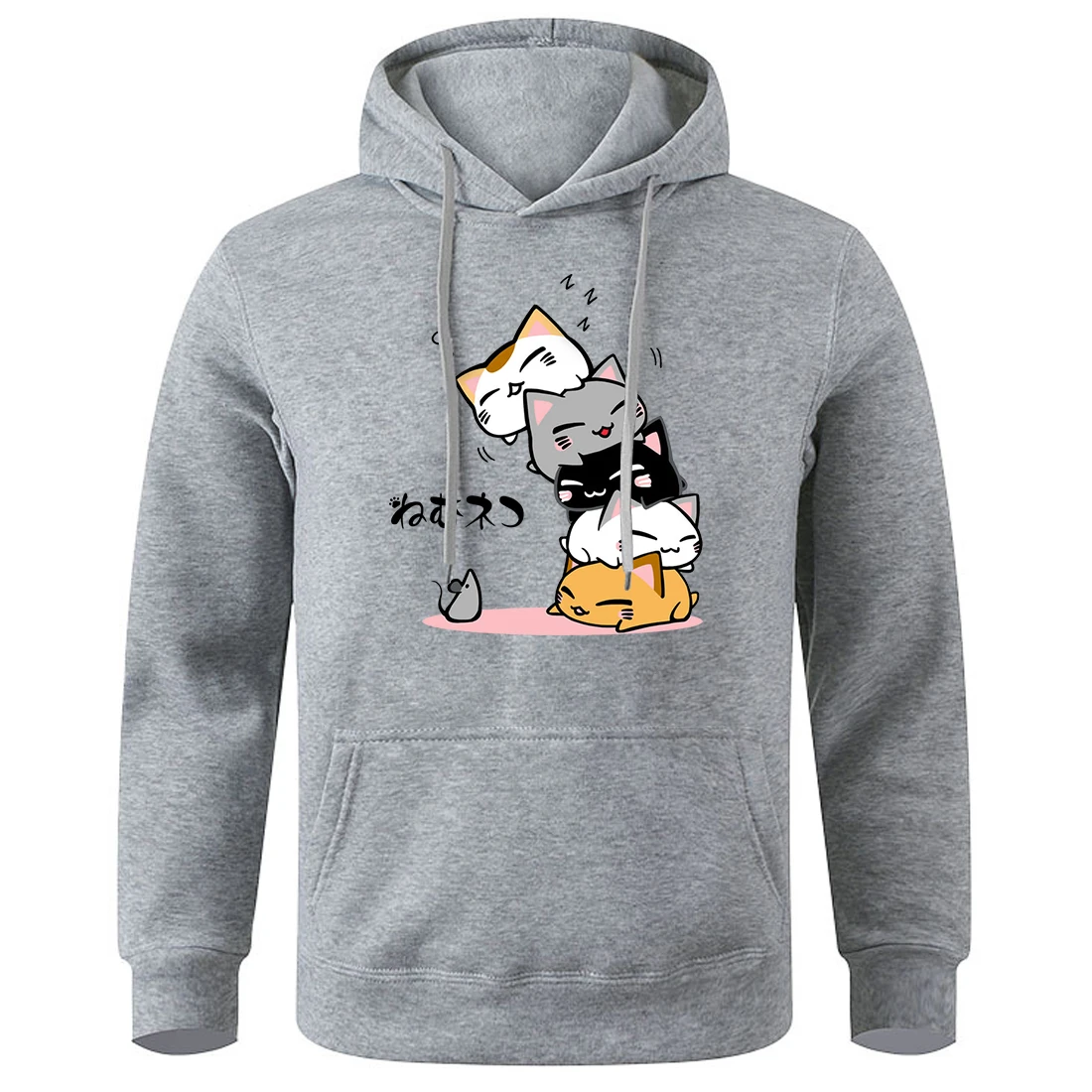 

Cute Stacked Cats Sleeping Don'T See The Mouse Man'S Hooded Autumn Loose Hoody Sports Warm Sweatshirtscasual Full Sleeve Men Top