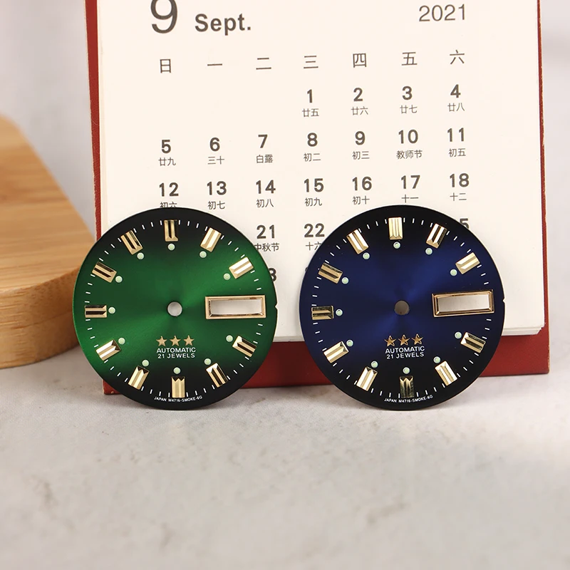 Vintage Dual Calendar Dial with 3 Stars - Men's Watch DIY Accessory