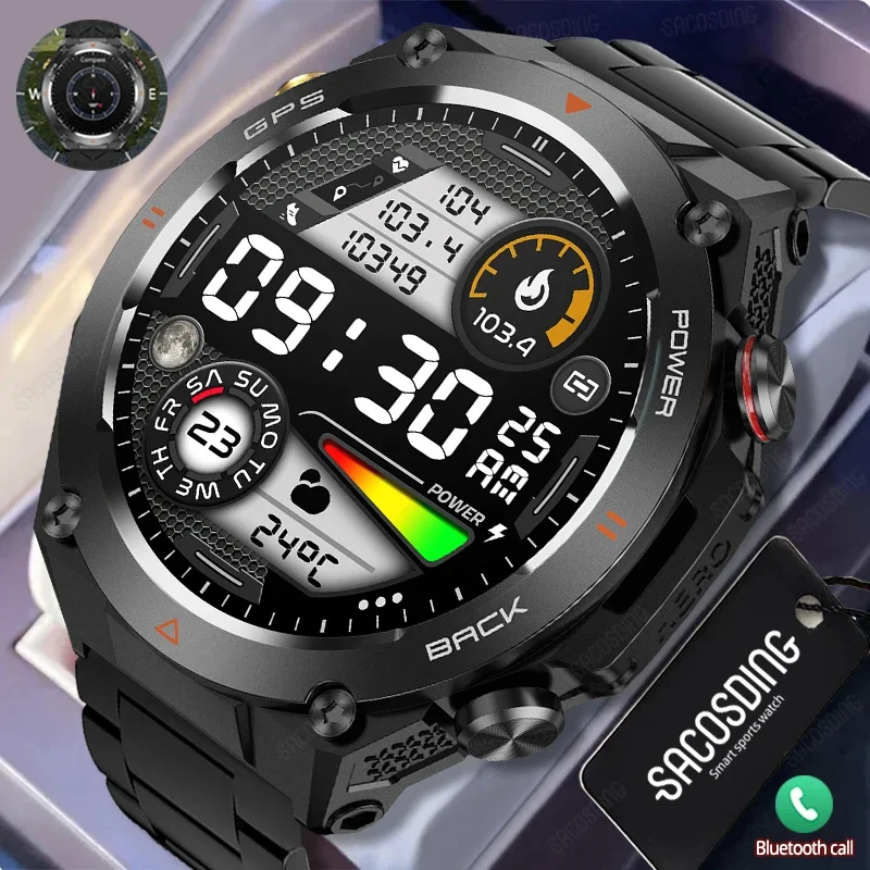 

Умные часы с компасом, GPS, спортивные водонепроницаемые часы 1ATM 412*412 AMOLED HD Bluetooth, голосовой помощник, умные часы 650 мАч