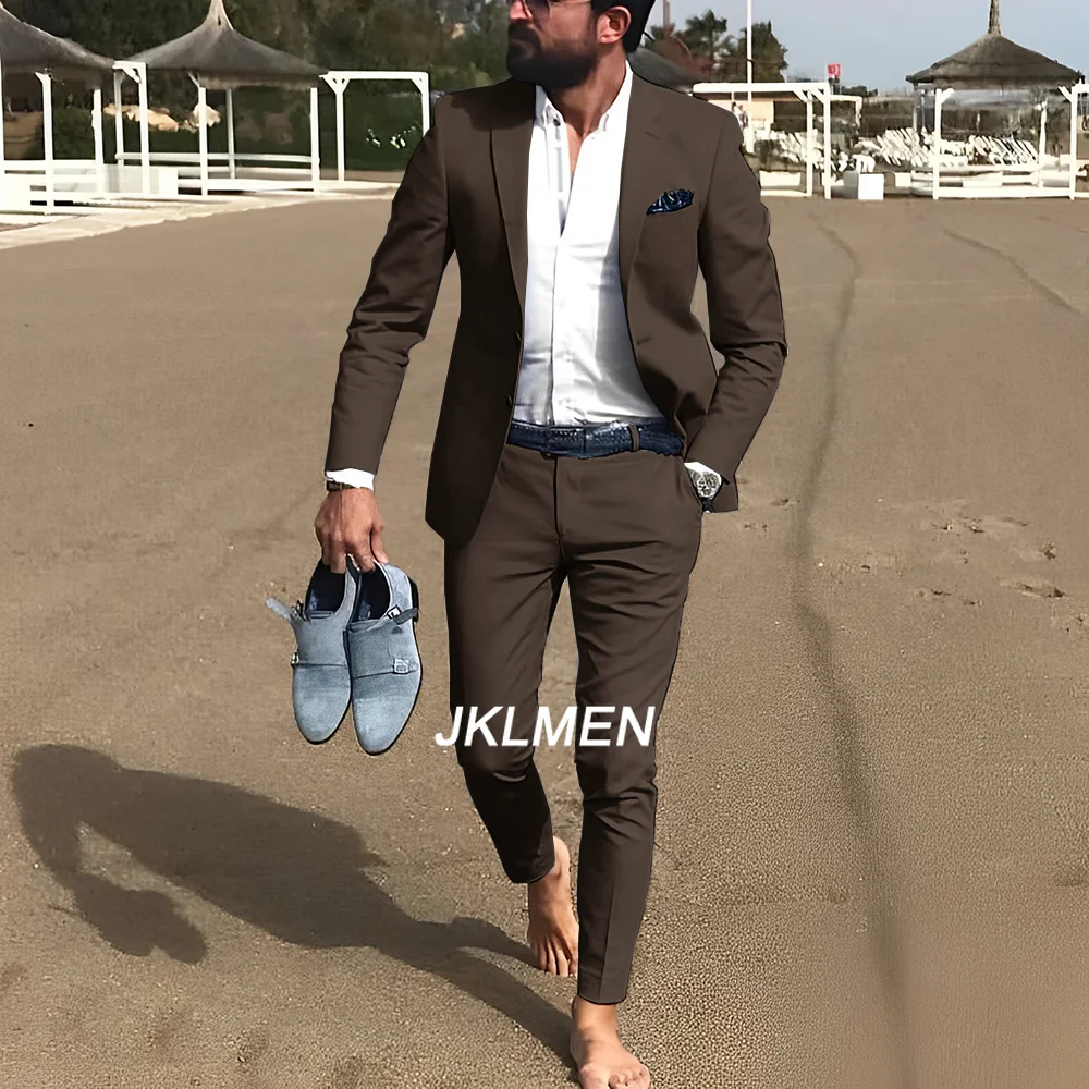Men's Suit 2 Piece Jacket Pants Slim Design Business Office Work Wear Formal Customized Men's Suit Groom Tuxedo