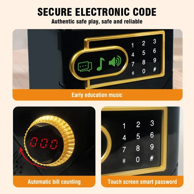 Piggy Bank Electronic Children Touch Screen Automatic Counting Piggy Bank Touch Screen Saving Money Music Bank Atm Birthday Gfit 3