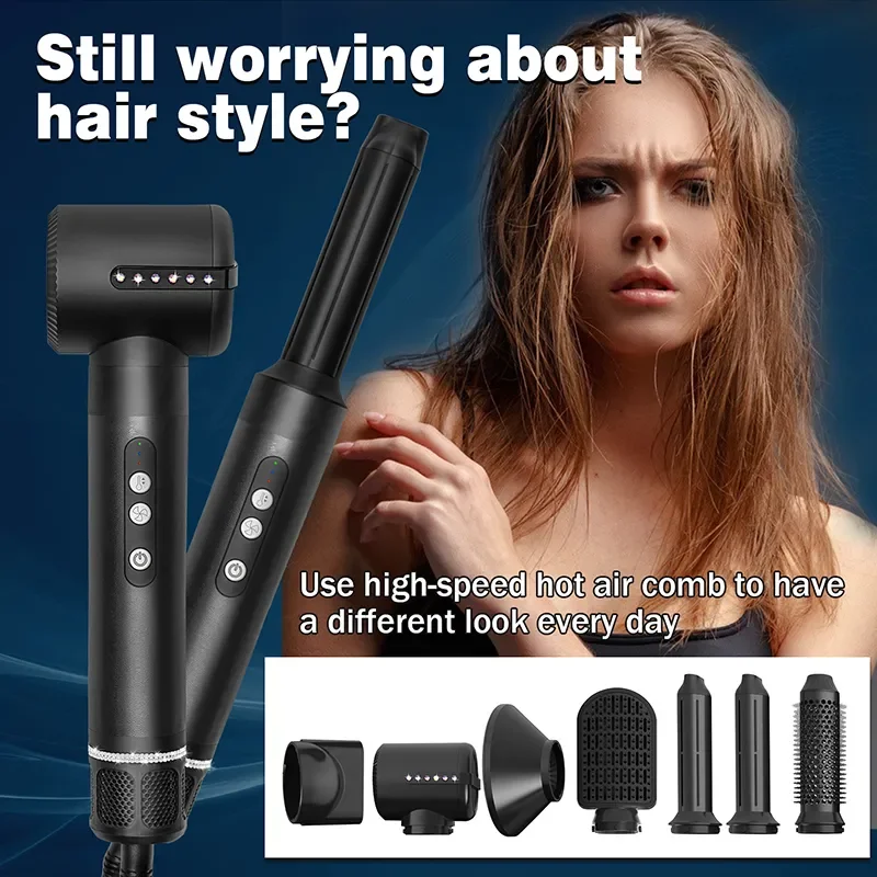 Description Picture 5 of item7 In 1 Hot Air Brush  Professional Hair Dryer  Hair Straightener  Negative Ionic Blow Dryer  Curling iron  1400W powerful