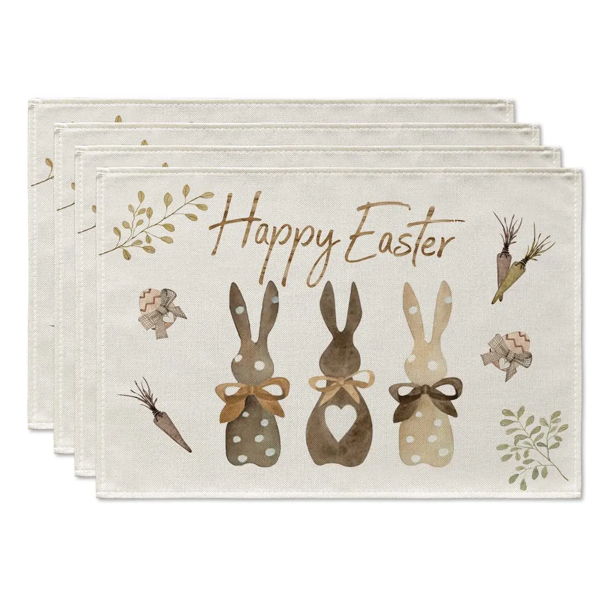 

Washable Table Mats for Dining Table, Carrots Rabbit Placemats, Rustic and Vintage, Holiday Decoration, 13X16 in, Set of 4
