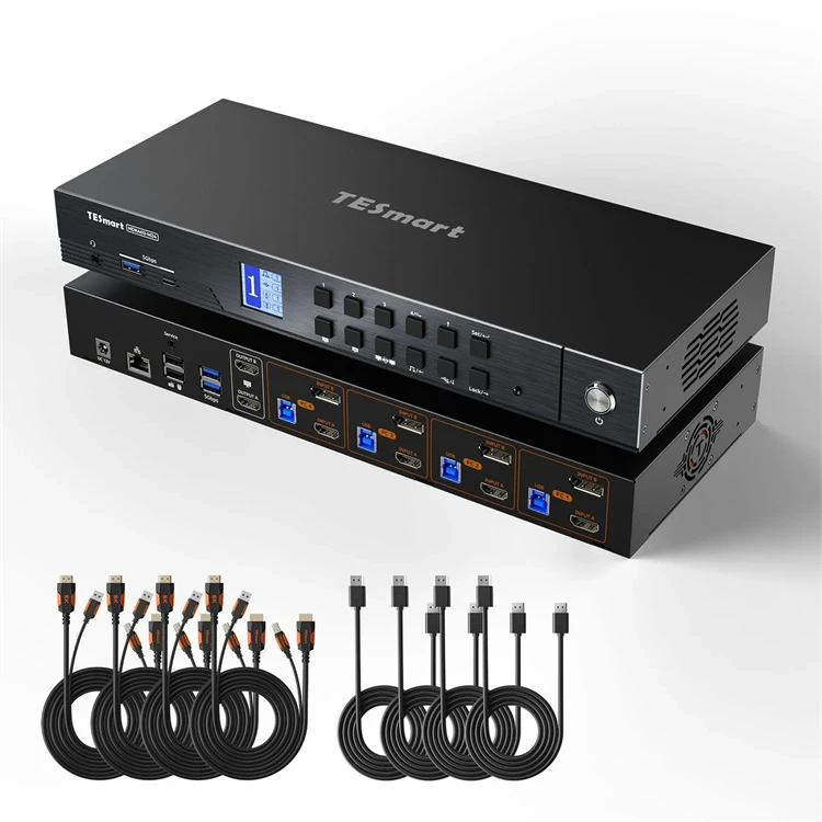 TESmart 8K60HZ KVM Switch Gaming Dock for 4 PCs & 2 Monitors