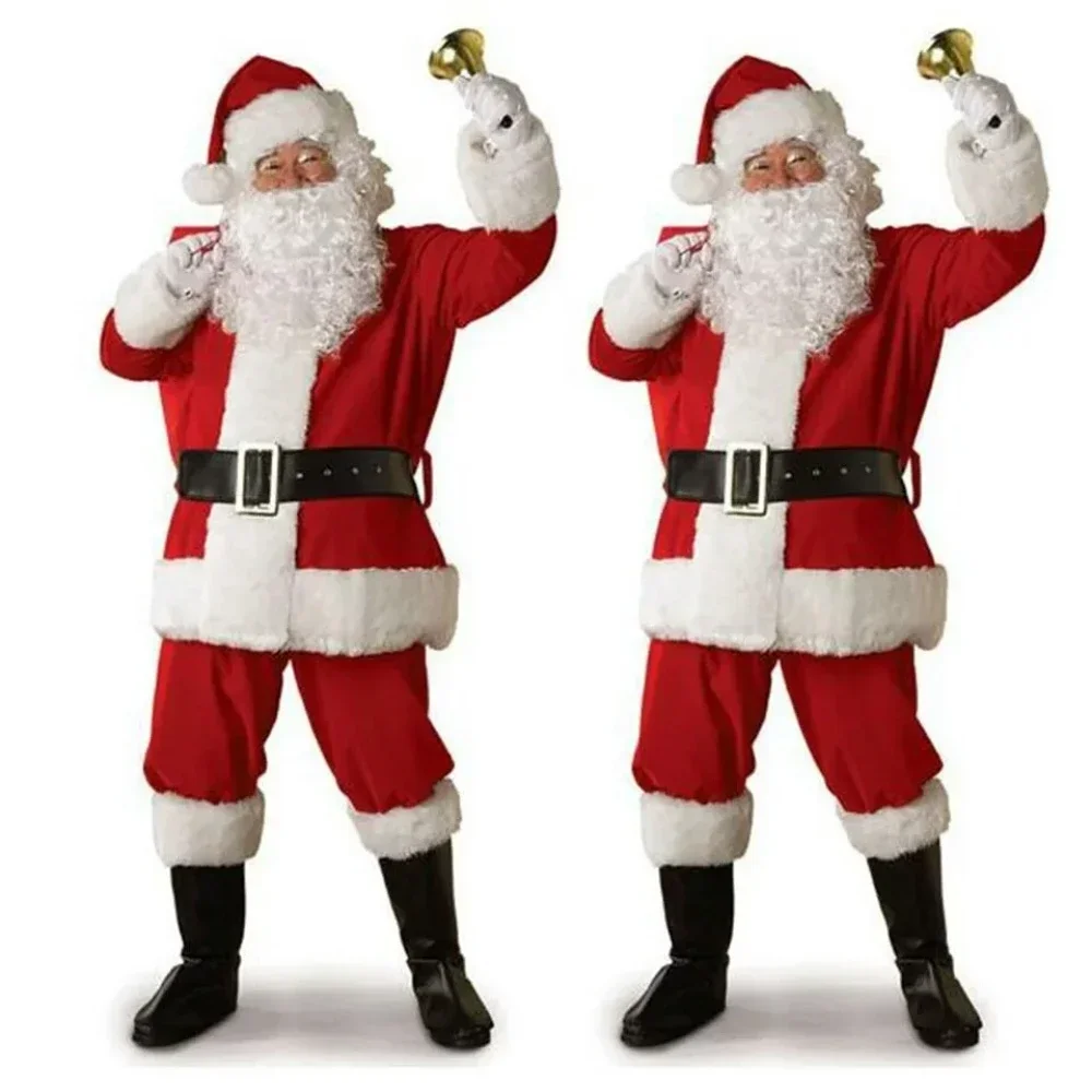 Cosplay Costume Men Festival Costume Set Santa Claus Costume Santa Claus Cosplay Costume Christmas New Year Men Costumes Red Deluxe Classic Adults Xmas Set Carnival Party RolePlay Suits