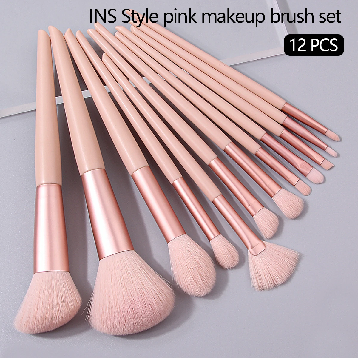 12Pcs Pink Makeup Brush Set Make Up Concealer Blush Powder Brushes Eye Shadow Highlighter Foundation Brush Cosmetic Beauty Tools