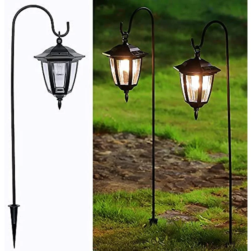 Solar outdoor 2Pack lights Decorative Garden lanterns Shepherd Hooks Powered Coach LED Outdoor lamps landscape Yard Pathway the shepherd boy