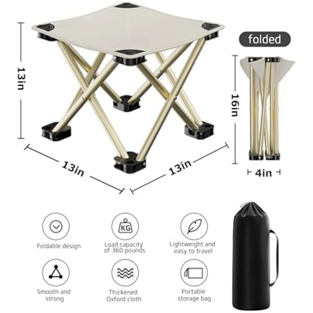 Portable Folding Stool Lightweight Quick-to-setup Folding Chair For Outdoor Camping Picnic Black White Camping Fishing Chair