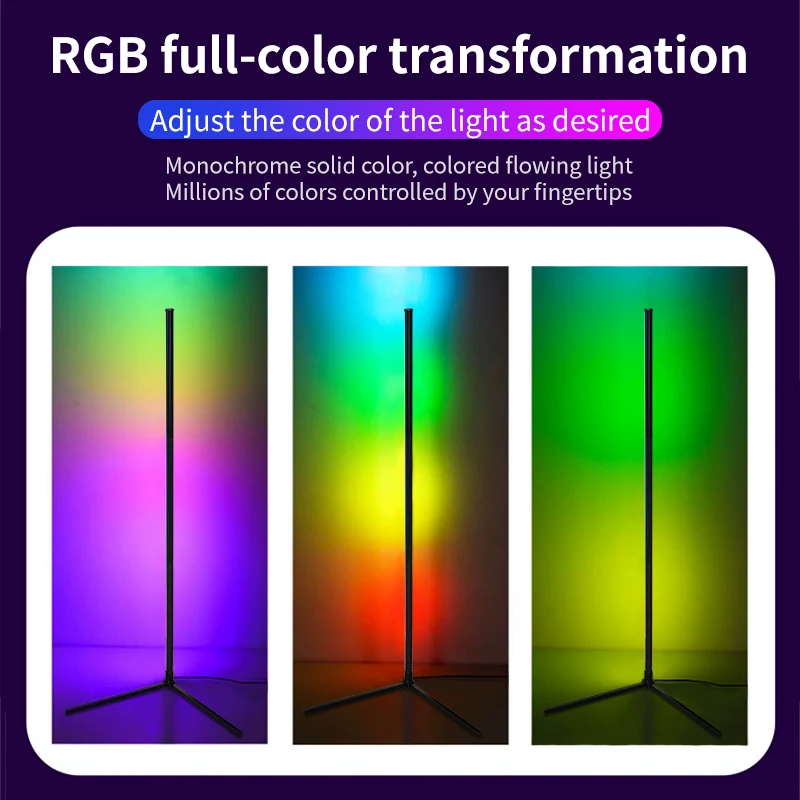 LED Floor Lamp 155CM RGB Music Sync 16 Million Color Changing Standing Mood Light For Bedroom Living Room