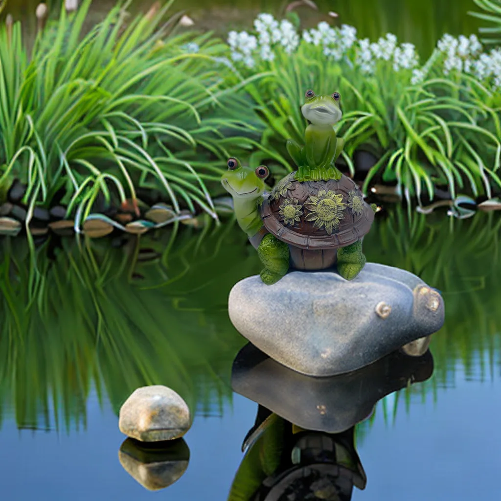 Resin Ornaments Cute Turtle And Frogs Sculpture Resin Home Garden Decoration Ornaments Animal Statue For Party Room Garden Decor Funny Gift Garden Statue Garden Decoration Resin Statue Resin Handicraft Ornaments Animal Ornaments Turtle Resin Statue