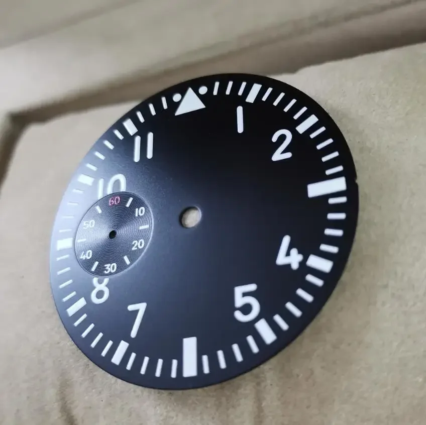 pilot no Watch parts black dial 39mm green luminous mechanical watch accessories Fits ETA6497 Seagull ST36 movement