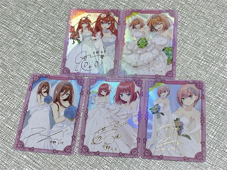 

5Stks/Set Anime DIY Typical Quintuplets Nakano Ichika Nino Golden Signature Classic Game Animation Collectible Card Gift Toy