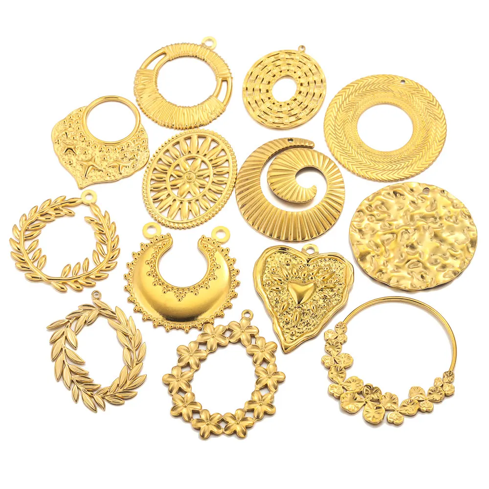 5pcsStainlessSteelLargeCircleCharmsforEarringMakingGoldPlated
