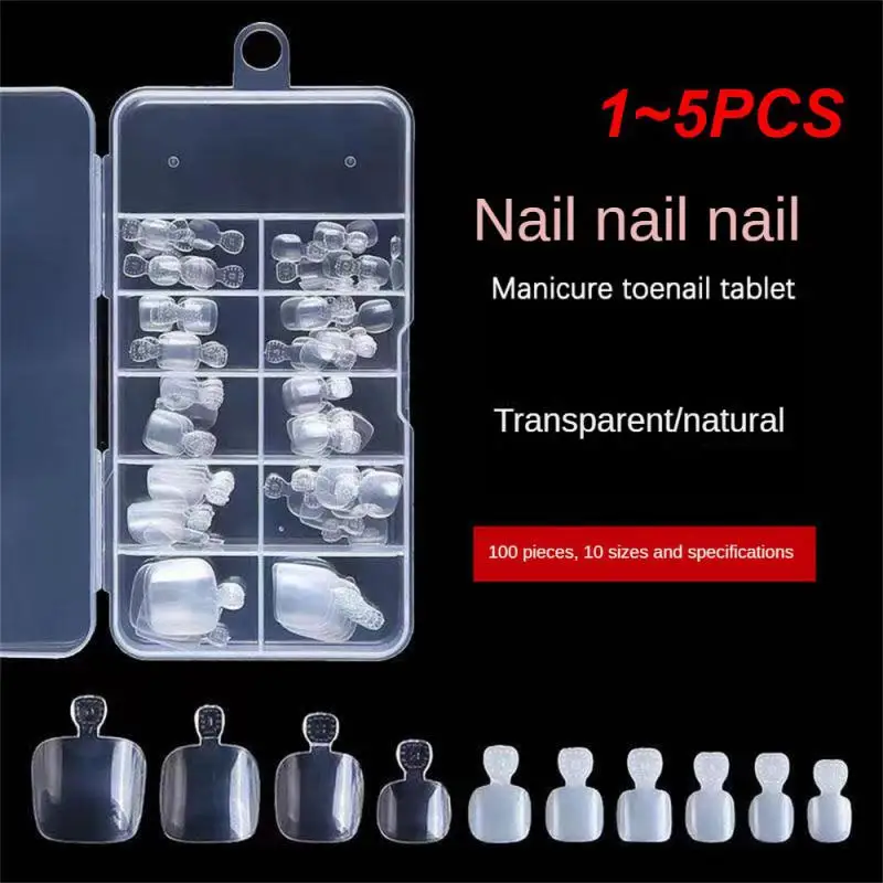 

1~5PCS Square False Toe Nails Full Cover Natural White Clear Artificial Fake Toenail Acrylic Foot Nail Art Tips Manicure Tools