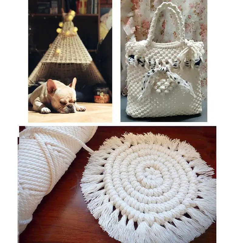 1mm-10mm 100% Cotton Macrame Cord Rope String DIY Handmade Wall Hangings Natural Rope Sewing Bohemia Wedding Home Decoration