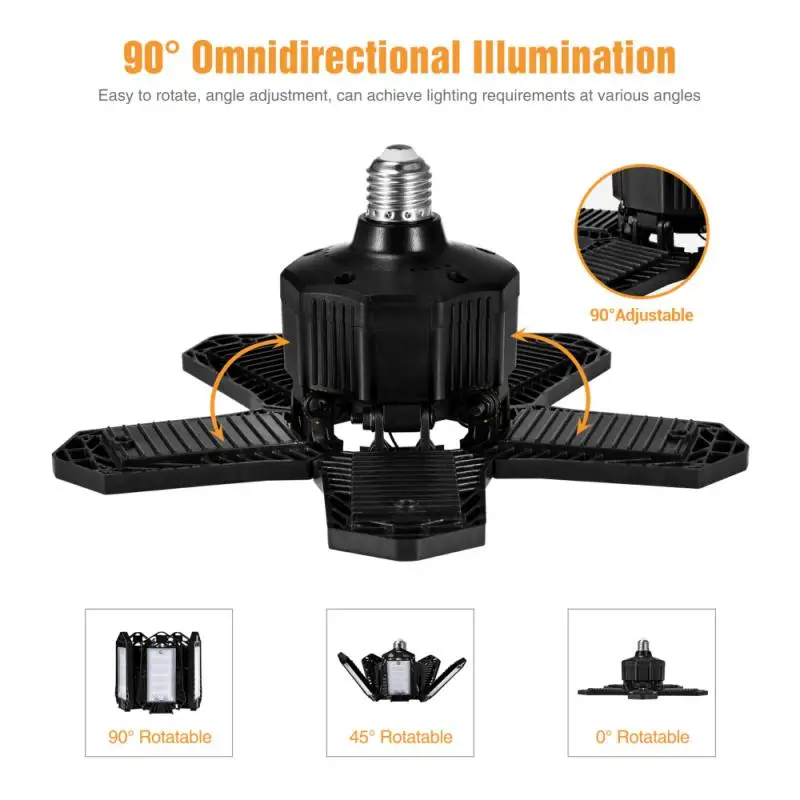 

LED Garage Light E27 Lamp Deformable Folded Fan Blades Garage Lamp FOCO Industrial Led Work Light For Warehouse Parking Lot